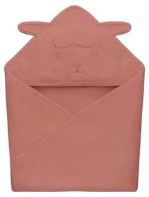 Lionelo - Detská mušelínová osuška s kapucňou Red Coral