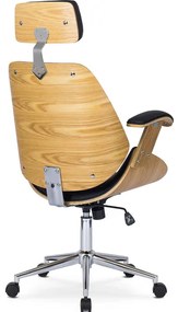 Vintino kancelárska otočná stolička ARTUR drevo dub, čierna ekokoža - vintino.sk