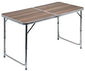 Skladací kempingový stôl hnedá/chróm