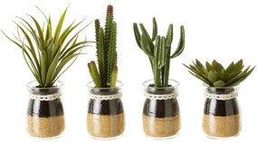 Umelé rastliny v súprave 4 ks (výška 18 cm) Cactus – Casa Selección