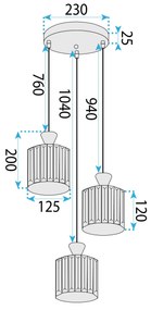 Toolight Toolight, závesné svietidlo 3xE27, EBT025-3CP, čierna, OSW-01225