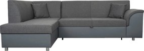 Rohová sedacia súprava Bernett, antracitová ekokoža/sivá tkanina, ľavý roh