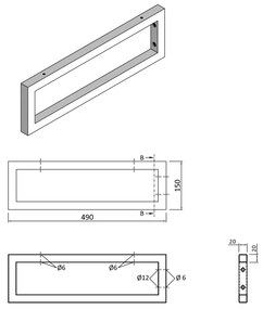 Sapho Sapho, Podperná konzola 490x150x20mm, lakovaná oceľ, čierna matná, 30360