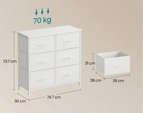 Komoda s textilnými zásuvkami VELMIO 77 x 74 cm, biela