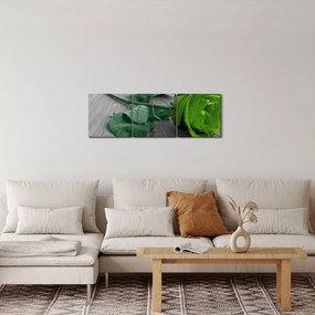 Obraz - Zelená ruža (s hodinami) (90x30 cm)