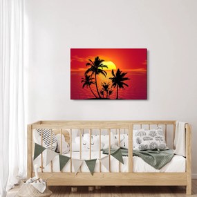 Obraz siluety ostrova s palmami (90x60 cm)