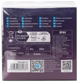 Aigostar - Vonkajší LED vianočný reťazec 600 LED/8 funkcií 18 m IP44 teplá biela