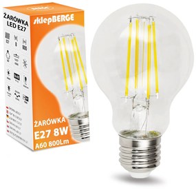 BERGE LED žiarovka E27 A60 8W neutrálna biela