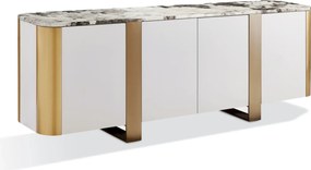 Komoda Stilig ST921 200 cm biela/zlatá/mramor