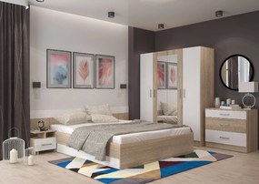POSTEĽ LESI s nočnými stolíkmi, biela/sonoma, 160x200cm
