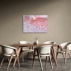 Sklenený obraz - Prímorská atmosféra v ružových odtieňoch (70x50 cm)