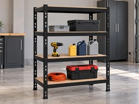 Akcia 4x Regál 180x160x50 cm profesionálny 4-policový, nosnosť 1600 kg - čierny - 4ks
