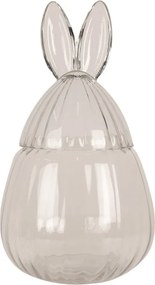 Sklenená dóza s vekom v tvare vajcia so zajačími uškami – Ø 20*34 cm