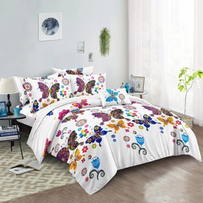 Obliečky z mikrovlákna FAREBNÝ MOTÝĽ biele Rozmer obliečky: 70 x 90 cm | 140 x 220 cm