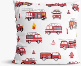 Goldea detská bavlnená obliečka na vankúš - hasičské autá 50 x 60 cm