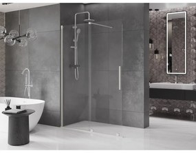 Mexen Velar, sprchová zástena s posuvnými dverami Walk-in 160 x 200 cm, 8mm číre sklo, brúsená oceľ, 871-160-000-03-97