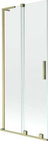 Mexen Velar L, 2-krídlová posuvná vaňová zástena 85 x 150 cm, 8mm číre sklo, zlatý matný profil, 896-085-003-01-55