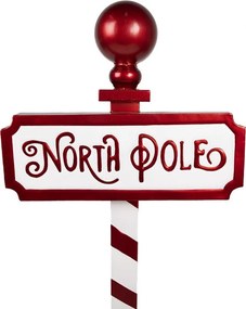 Vianočná dekorácia ceduľa na nohe North Pole - 46*18*110 cm