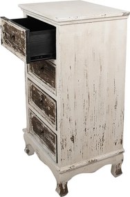 Bielo-hnedá antik drevená komoda so šuplíkmi Vivvien - 44*35*81 cm