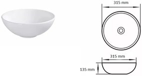 Gamma Doxa, umývadlo na dosku 315x315x135 mm, biela lesklá, GMA-UC-DOXA