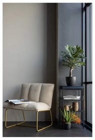 Béžové kreslo s konštrukciou v zlatej farbe WOOOD Fie