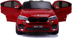 LEAN CARS Elektrické autíčko BMW X6M pre deti červené lakované LED MP3
