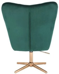 LuxuryForm DESIGN Kreslo AURORA VELUR na zlatom kríži - zelené