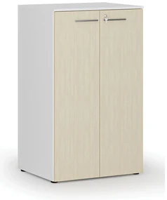 Kancelárska skriňa s dverami PRIMO WHITE, 3 police, 800 x 640 x 1335 mm, biela/breza