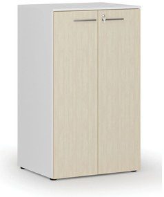 Kancelárska skriňa s dverami PRIMO WHITE, 3 police, 800 x 640 x 1335 mm, biela/breza