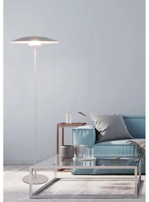 Biela LED stojacia lampa s kovovým tienidlom (výška 140 cm) Lund – Candellux Lighting