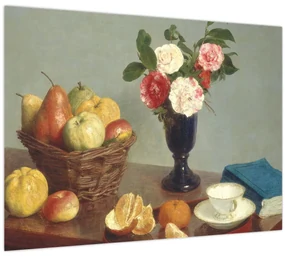 Sklenený obraz - Henri Fantin-Latour, Still Life, reprodukcia (70x50 cm)