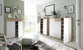 Komoda s policami/botník Manolo 136 cm, dub sonoma/biela