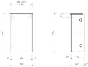 Sapho Sapho, ESPACE skrinka 35x60x22cm, 1x dvierka, ľavá/pravá, dub Alabama, ESC430-2222