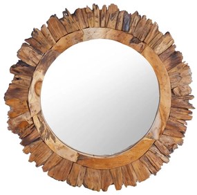 Nástenné zrkadlo 60 cm okrúhle teakové drevo