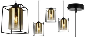 Závesné svietidlo Hella Cage, 1x zlaté sklenené tienidlo v kovovom ráme
