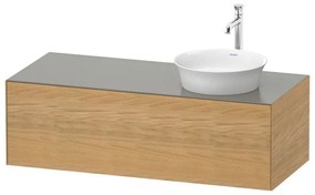 DURAVIT White Tulip závesná skrinka pod umývadlo na dosku vpravo, 1 zásuvka, 1300 x 550 x 408 mm, dub prírodný masív/kameňovo šedá matná, WT4977RH592