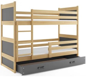 Detská poschodová posteľ RICO 200x90 cm Sivá Borovica
