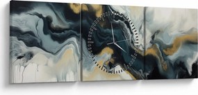 Obraz - Mramorovaná kresba (s hodinami) (90x30 cm)