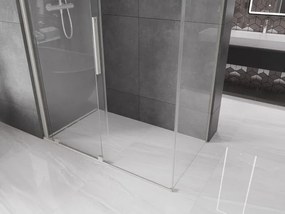 Mexen Velar, sprchový kút s posuvnými dverami 150 x 80 cm, 8mm číre sklo, brúsená oceľ, 871-150-080-01-97
