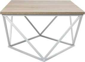 Konferenční stolek Curved 60 cm bílý/dub tmavý