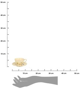 Porcelánová šálka na nohe s podšálkou Ecru Butterflies 125 ml sada 2ks
