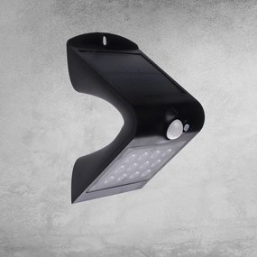 Exteriérové solárne nástenné LED svietidlo Butterfly, 1x LED 1,5w, čierna, pohybový senzor