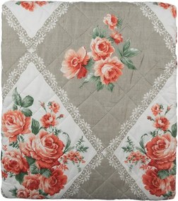 Šedý prehoz na dvojlôžko s kvetinovým motívom Flowery - 240*260 cm
