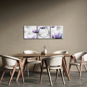 Obraz s kvetmi (s hodinami) (90x30 cm)