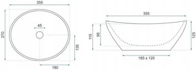 Rea Sofia Mini, umývadlo na dosku 355x270x125 mm, imitácia kameňa - biela Cloudy, REA-U9236
