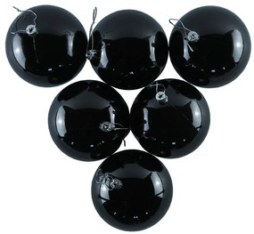 DECOLED Plastová guľa, 10 cm, čierna, 6 x lesklá