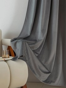 Zamatové zatemňovacie závesy Cesar sivé - 140 x 280 cm (2ks) - riasiaca stuha