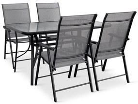 Záhradný jedálenský set Porto 140 cm + 4x kovová stolička Solano