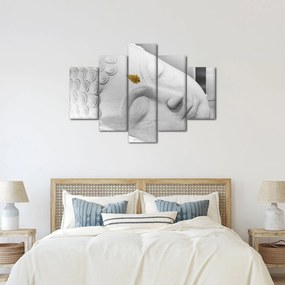 Obraz - Biely Budha (150x105 cm)