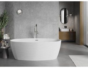 Mexen Lira, voľne stojaca vaňa, vzor, 170 × 80 cm, biela lesklá, chrómový prepad, 52831708000-01